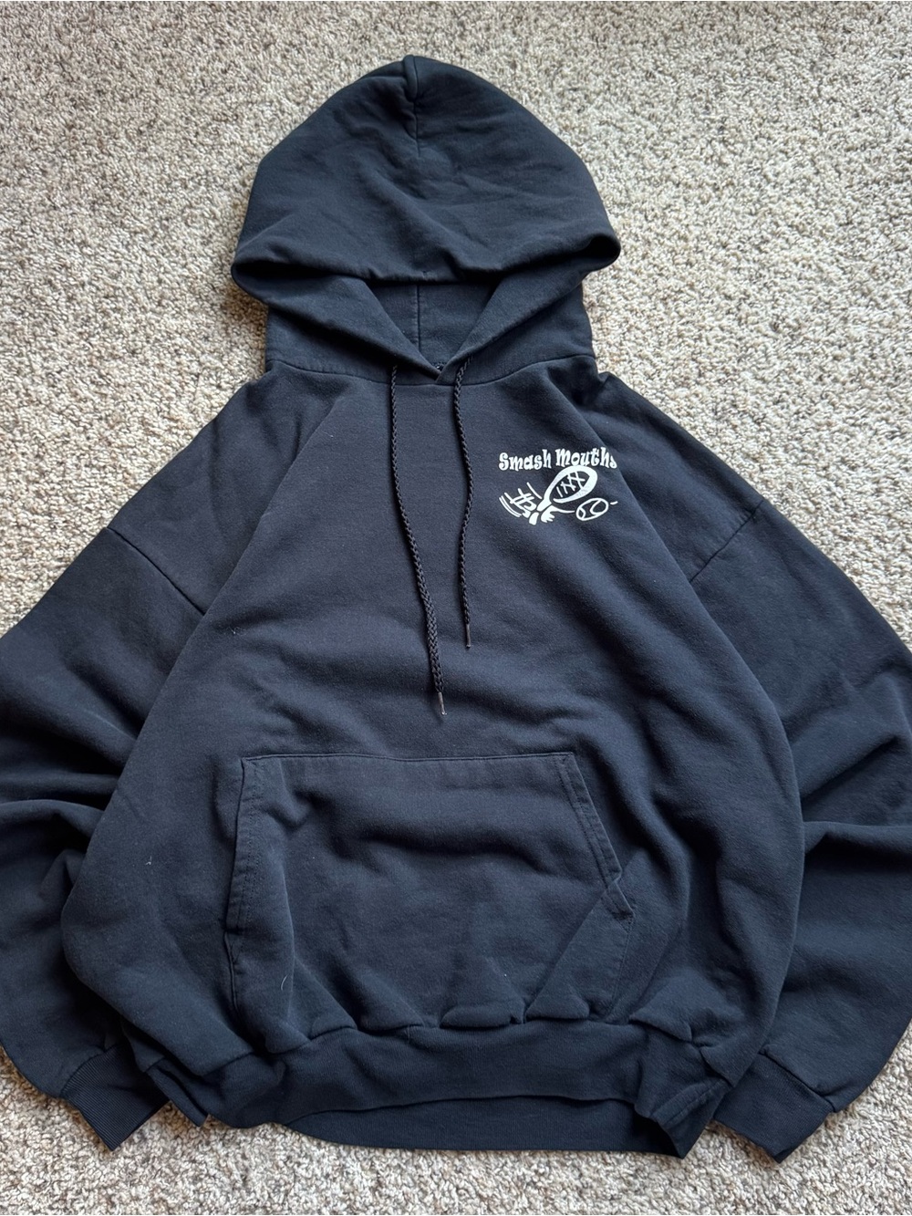 Smash Mouth Dark Side Hoodie Hanes Black Graphic Pullover Sweatshirt L Y2K